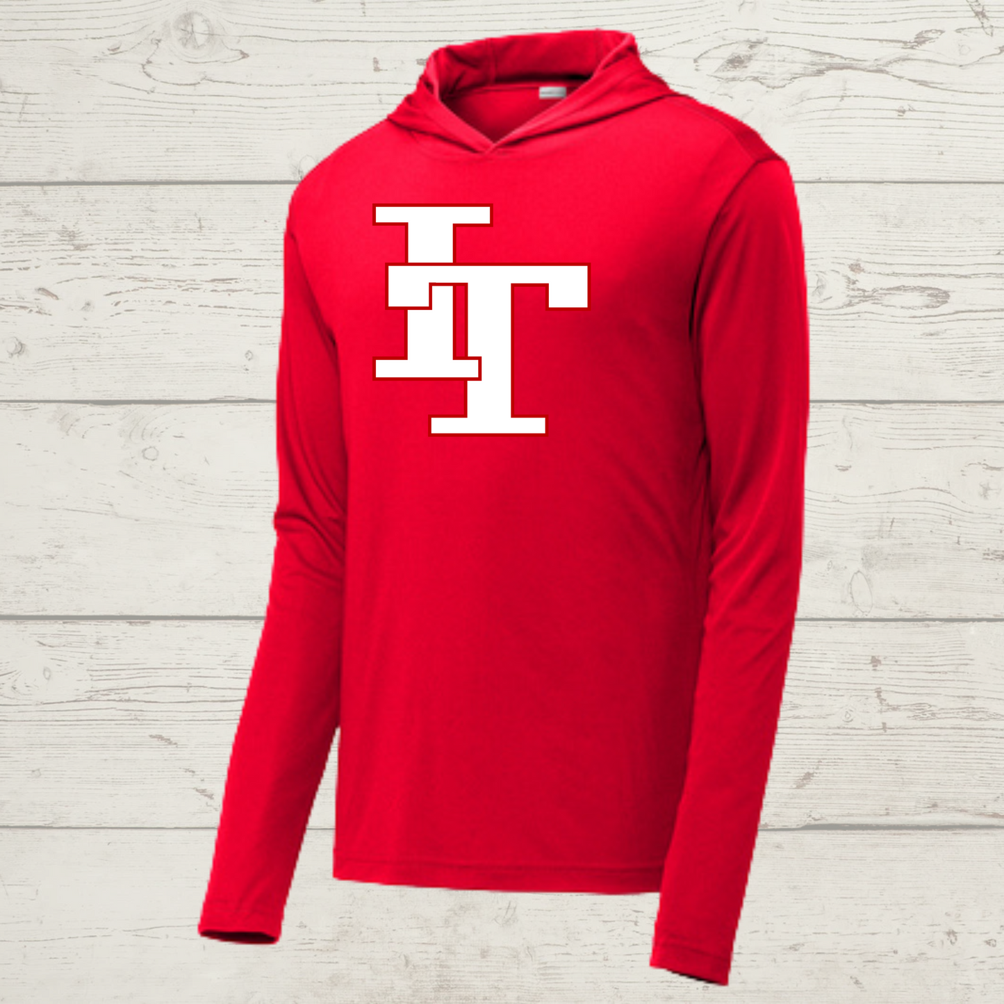 Red Hooded Pullover with Imperial Tiger Logo Design