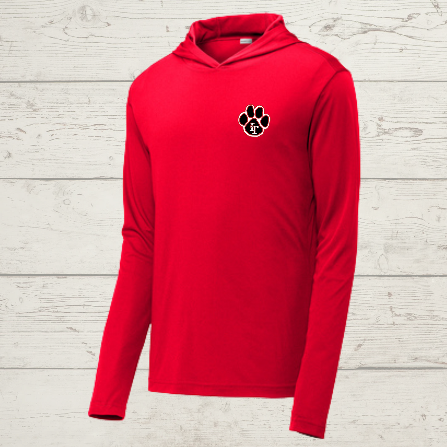 Red Hooded Pullover with Imperial Tiger Logo Design