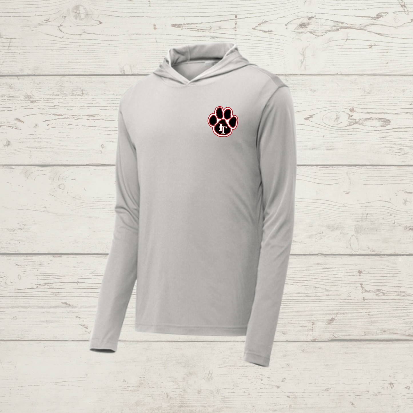 Ash Grey Hooded Pullover with Imperial Tiger Logo Design